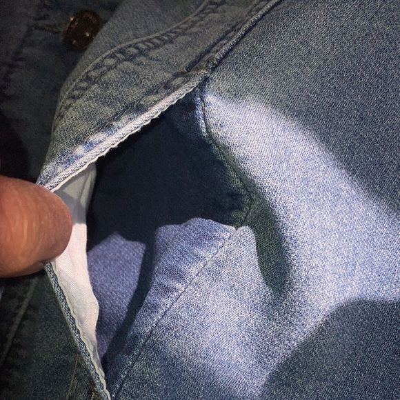 Womens Medium Upcycled Buffalo David Britton Stretch Denim Boho Jacket W/ Cat - Picture 9 of 14